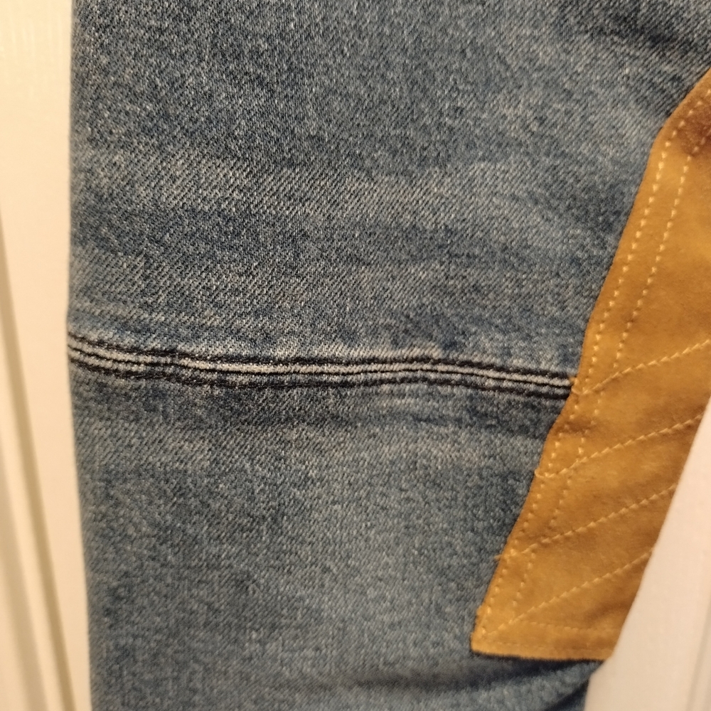Ralph Lauren Light Blue Skinny Jeans with Tan Knee Patches - Picture 11 of 15